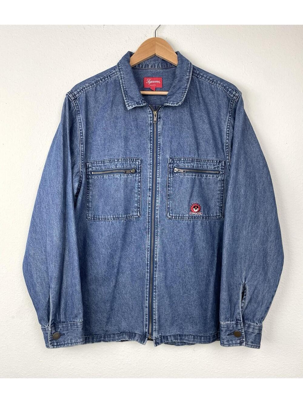 SUPREME Vampire Denim Zip Up Shirt Blue FW18 M Hill Jean Jacket Trucker Coat LG